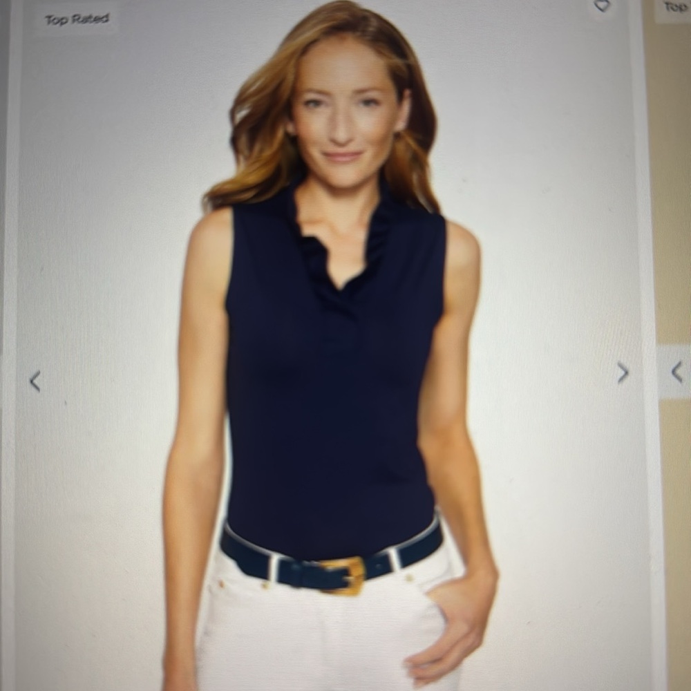 J.McLaughlin Sleeveless navy top xs ruffle neck